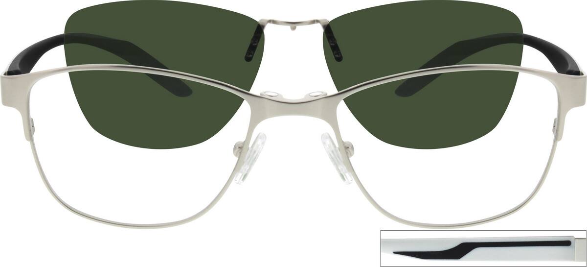 Angle view of Stainless Steel Full-Rim Frame with Polarized Magnetic Snap-on Sunlens 542111 in Silver