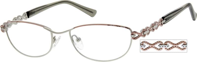Angle view of Oval Glasses 554411 in Silver
