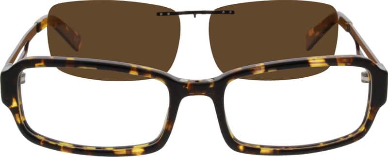 Angle view of Acetate Full-Rim Frame with Polarized Magnetic Snap-on Sunlens and Designer Stainless Steel Temples 560025 in Tortoiseshell