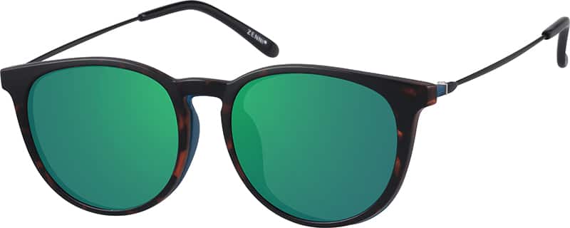 Angle view of Round Eyeglasses With Clip-On 560316 in Blue