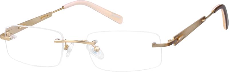 Angle view of Titanium Rimless Glasses 573014 in Gold