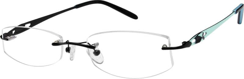 Angle view of Titanium Rimless Glasses 577121 in Black
