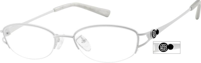 Angle view of Titanium Oval Glasses 577730 in White