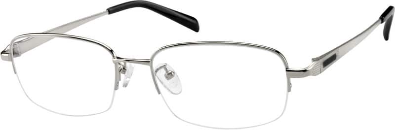 Angle view of Titanium Rectangle Glasses 577911 in Silver