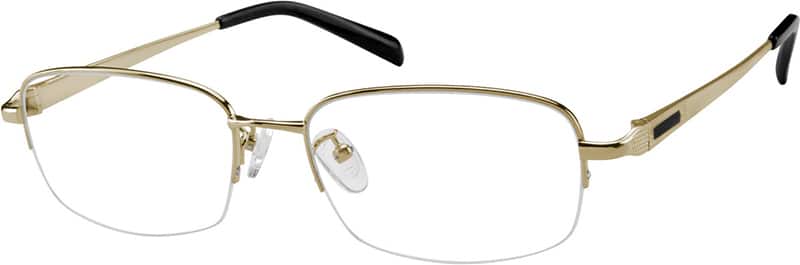Angle view of Titanium Rectangle Glasses 577914 in Gold
