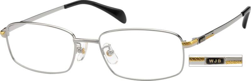 Angle view of Titanium Rectangle Glasses 579311 in Silver