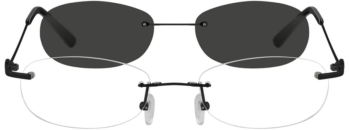 Angle view of Stainless Steel Frame with Polarized Magnetic Snap-on Sunlens 581821 in Black