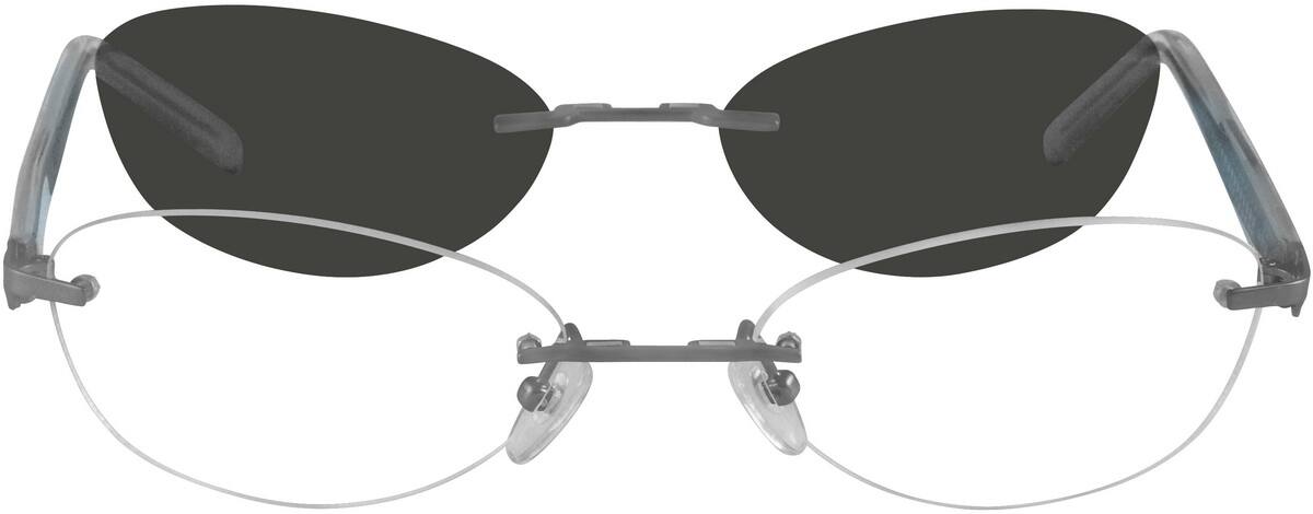 Angle view of Stainless Steel Frame with Polarized Magnetic Snap-on Sunlens (See also 8827) 582712 in Gray