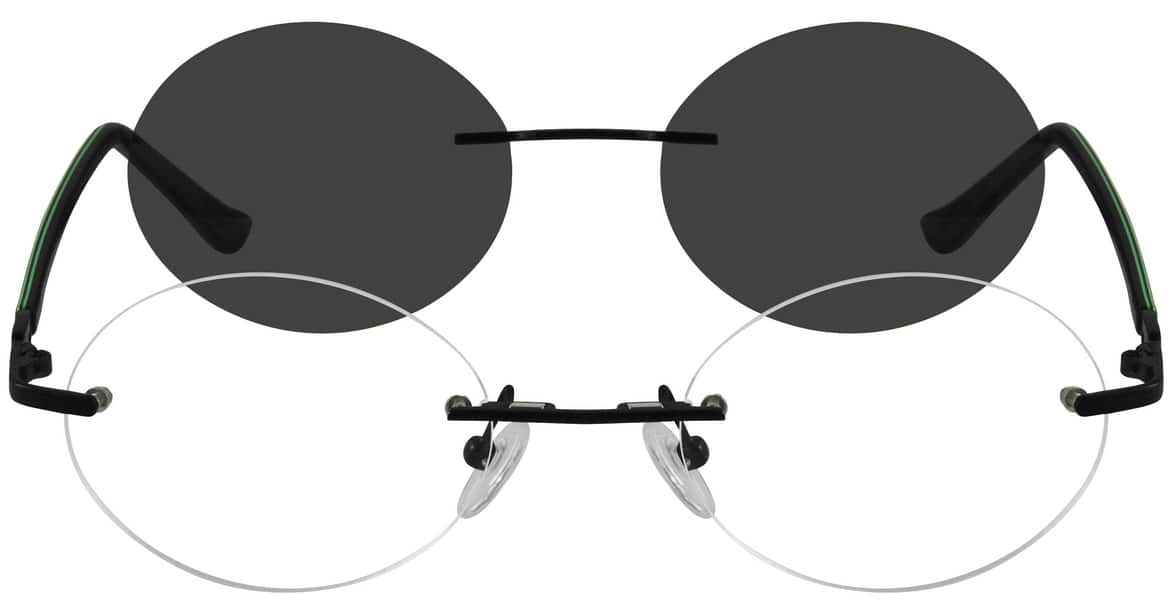 Angle view of Stainless Steel Frame with Polarized Magnetic Snap-on Sunlens 584021 in Black