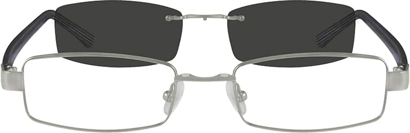 Angle view of Metal Alloy Frame with Polarized Magnetic Snap-on Sunlens and Designer Acetate Temples 586911 in Silver