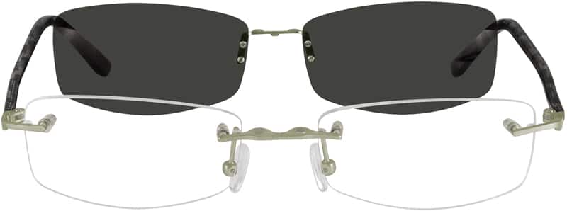 Angle view of Lentes magnéticos lentes con clip rectangulares polarizadas 587011 in Plata