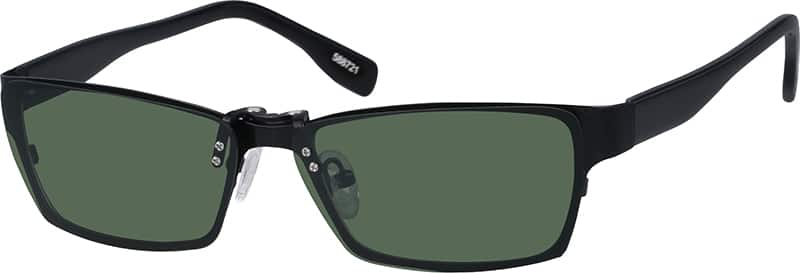 Angle view of Stainless Steel Full-Rim Frame with Polarized Magnetic Snap-on Sunlens and Acetate Temples 588721 in Black