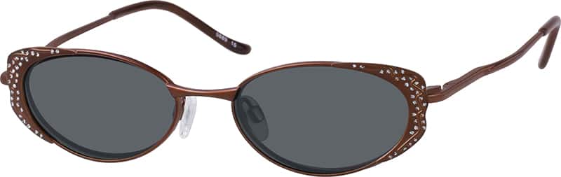 Angle view of Metal Alloy Spring Hinge Full-Rim Frame with Polarized Magnetic Snap-on Sunlens 588915 in Brown