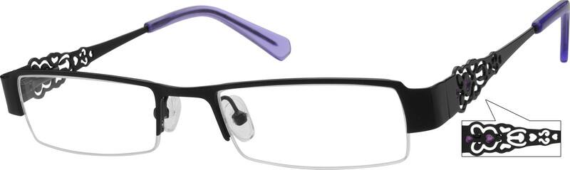 Angle view of Rectangle Glasses 592421 in Black