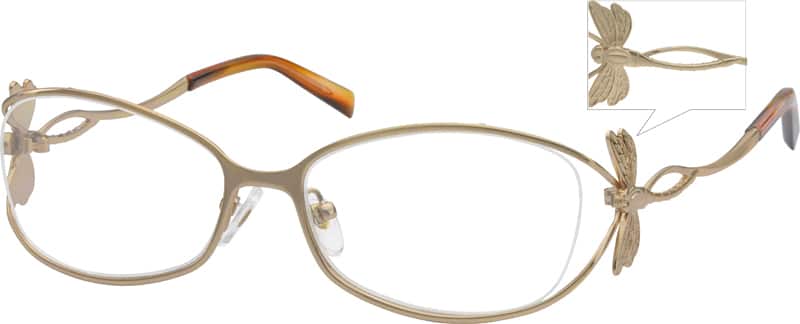 Angle view of Oval Glasses 595914 in Gold