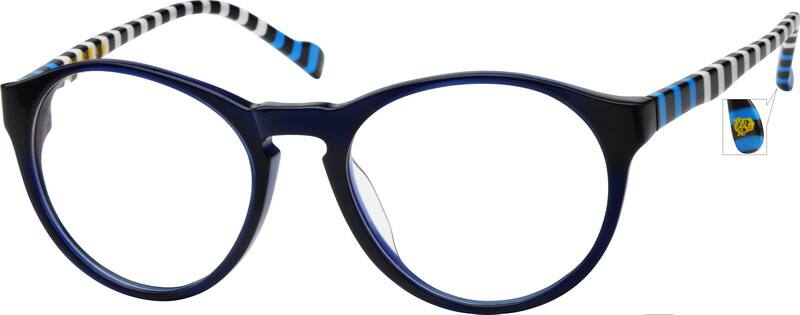 Angle view of Round Glasses 601816 in Blue