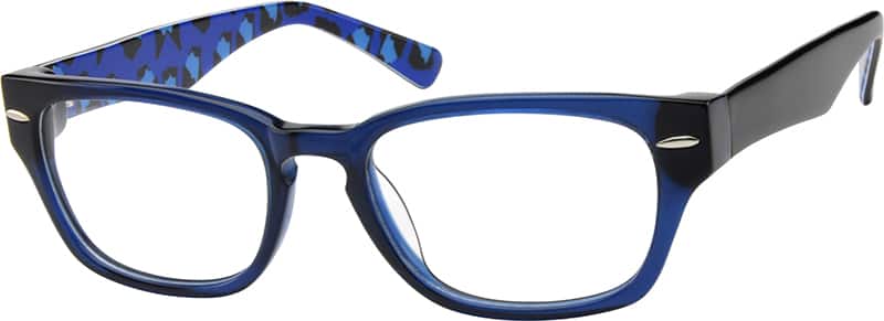 Angle view of Square Glasses 601916 in Blue