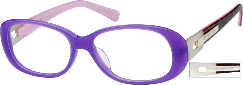 Angle view of Oval Glasses 602017 in Purple