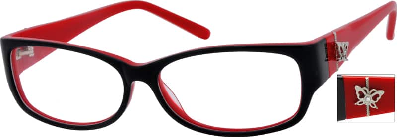 Angle view of Rectangle Glasses 602221 in Black