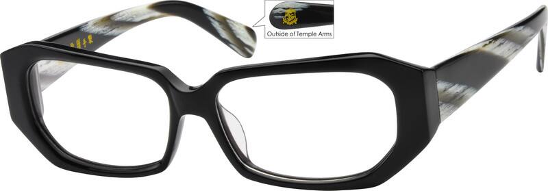 Angle view of Rectangle Glasses 602521 in Black