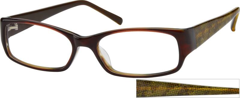 Angle view of Rectangle Glasses 602915 in Brown