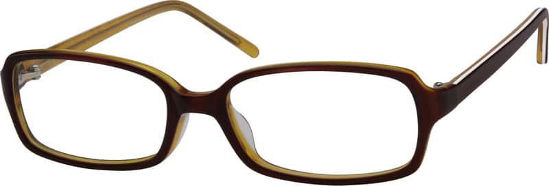 Angle view of Rectangle Glasses 603215 in Brown