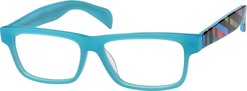 Angle view of Rectangle Glasses 604716 in Blue