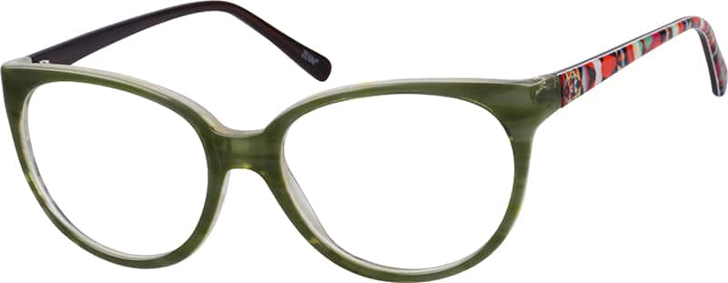 Angle view of Oval Glasses 605024 in Green