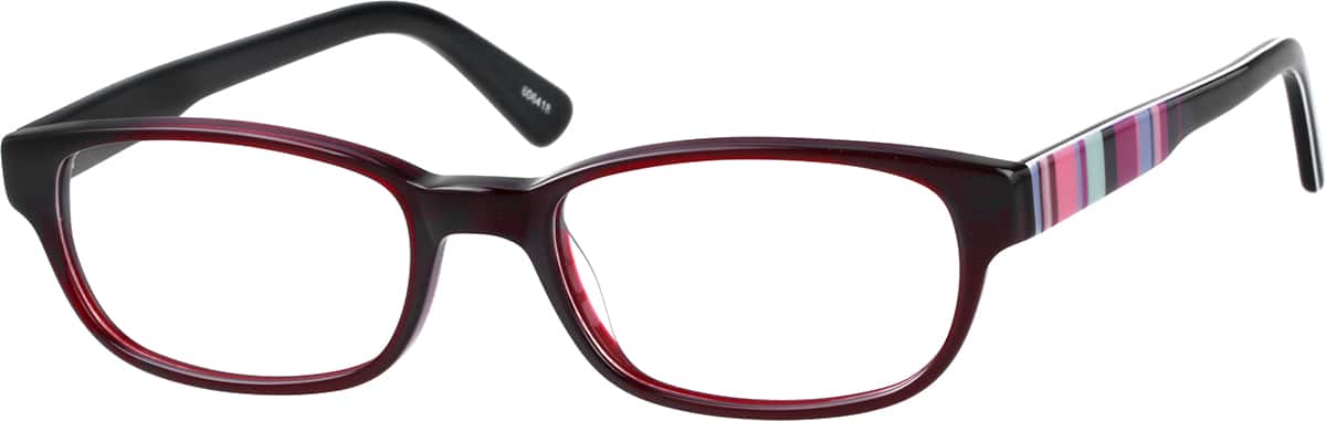 Angle view of Rectangle Glasses 606418 in Red