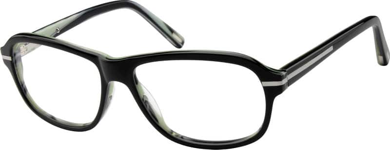 Angle view of Rectangle Glasses 610421 in Black
