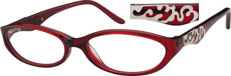 Angle view of Oval Glasses 610518 in Red