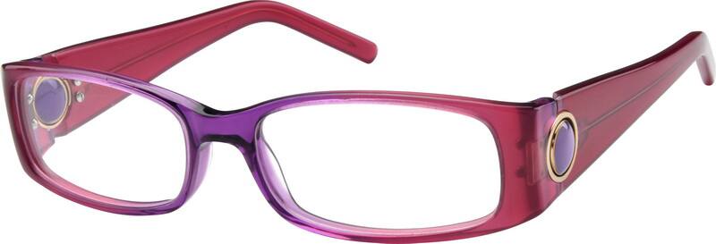 Angle view of Rectangle Glasses 610617 in Purple