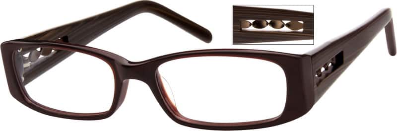 Angle view of Rectangle Glasses 611715 in Brown