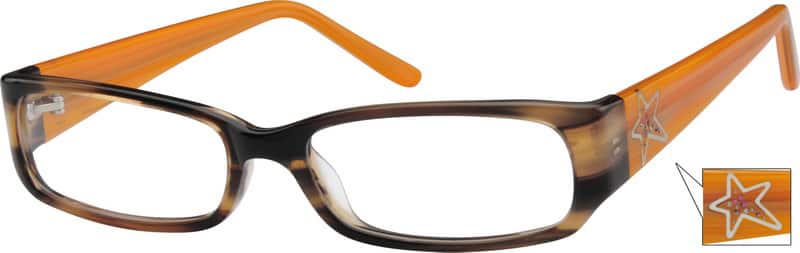 Angle view of Rectangle Glasses 612115 in Brown