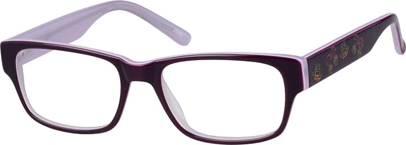 Angle view of Rectangle Glasses 624617 in Purple