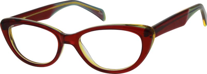 Angle view of Cat-Eye Glasses 625218 in Red