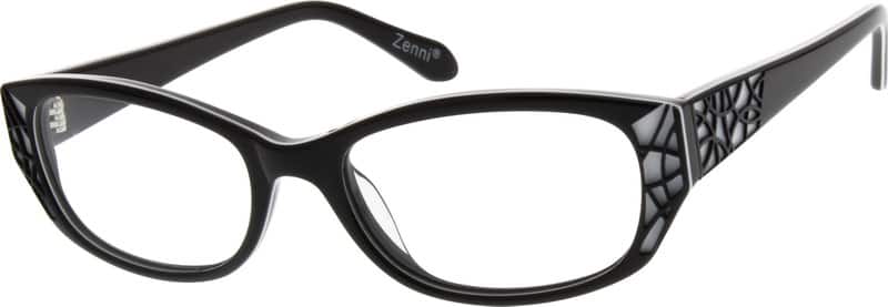 Angle view of Oval Glasses 626121 in Black