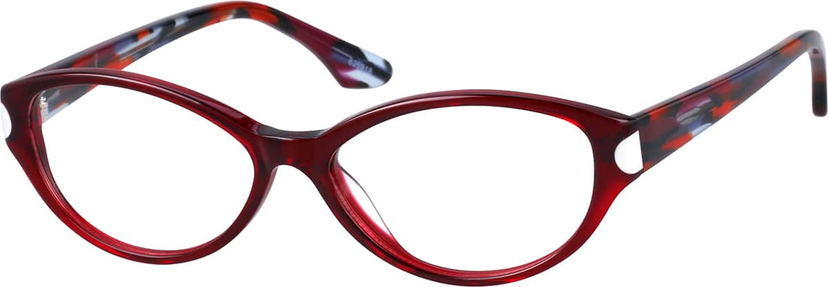 Angle view of Oval Glasses 626918 in Red