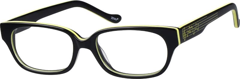Angle view of Kids’ Rectangle Glasses 632421 in Black