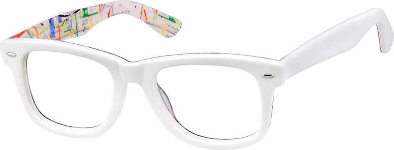 Angle view of Square Glasses 638730 in White