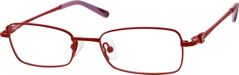 Angle view of Kids’ Rectangle Glasses 656518 in Red