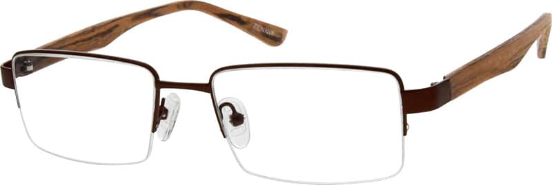 Angle view of Rectangle Glasses 670315 in Brown