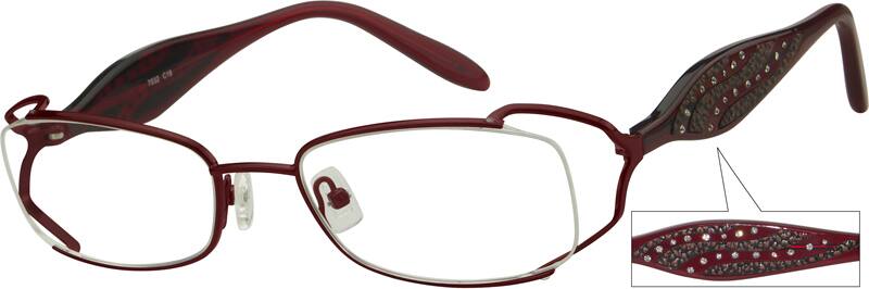 Angle view of Rectangle Glasses 716318 in Red