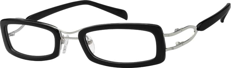 Angle view of Rectangle Glasses 725021 in Black