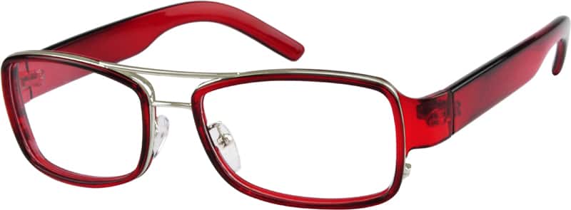 Angle view of Rectangle Glasses 734318 in Red