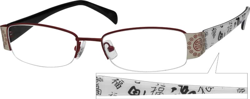 Angle view of Rectangle Glasses 738818 in Red
