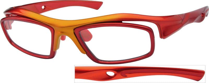 Angle view of Plastic Full-Rim Frame 741218 in Red