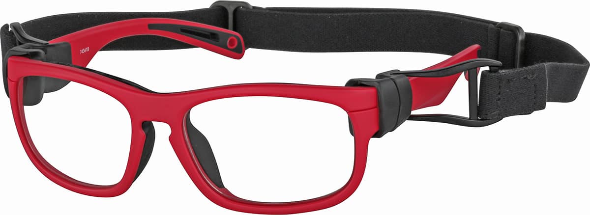Angle view of Kids' Sport Protective Goggles 743418 in Bulls Red and Black