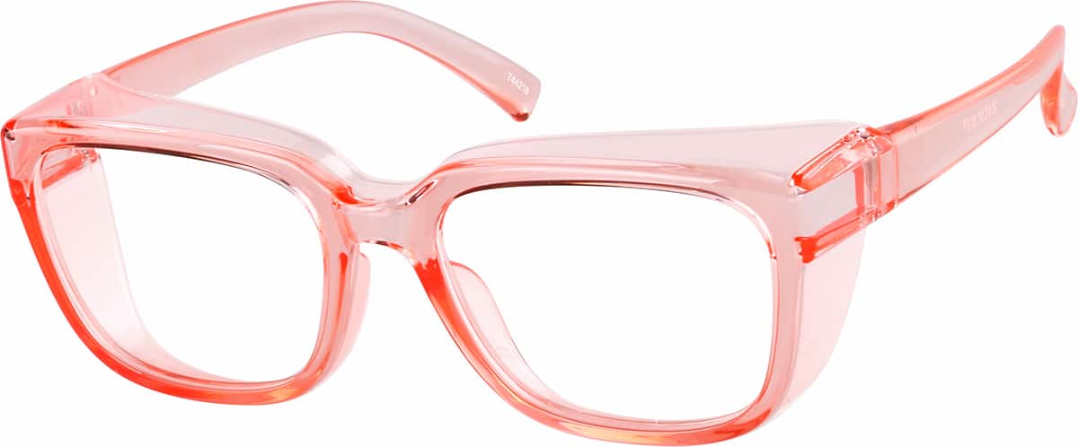 Angle view of Square Prescription Protective Glasses 744218 in Coral