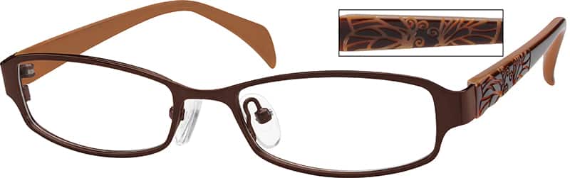 Angle view of Kids’ Rectangle Glasses 752115 in Brown